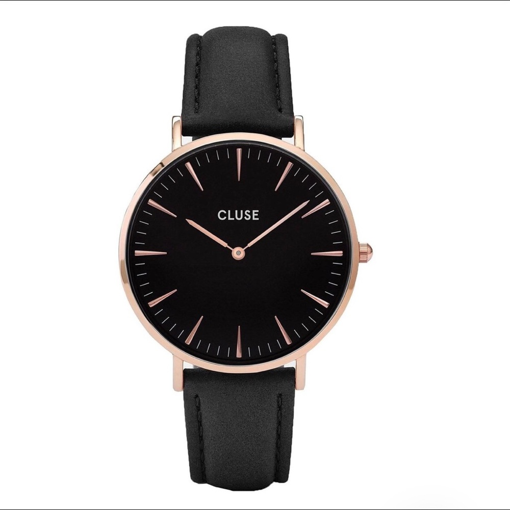 Black Leather Cluse Watch
